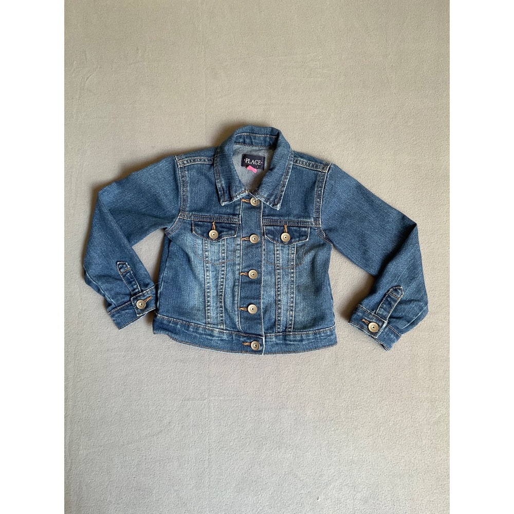 The Children's Place Denim Jacket Kids 4 Blue Excellent Button Front Classic